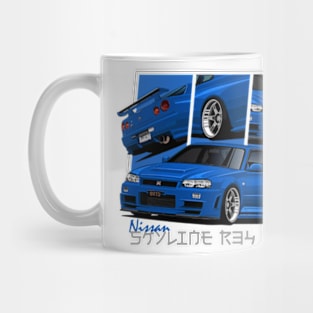 Nissan Skyline r34 GTR Blue, JDM Car Mug